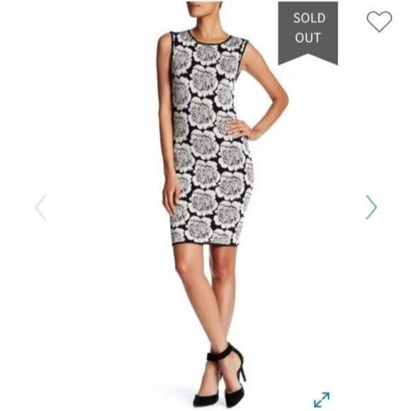 ZAC Zac Posen Floral Sleeveless Fitted Stretchy Knit Dress Women's Size Small - Picture 1 of 7